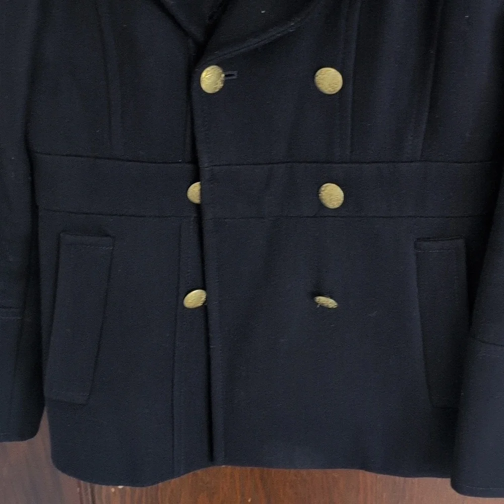 J. Crew Dark Navy With Gold Buttons Wool Pea Coat Size 6 - Picture 4 of 6
